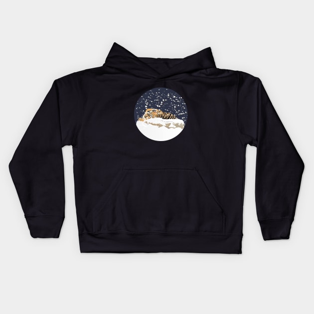 Siberian Tiger Playing with Snow Kids Hoodie by NorseTech